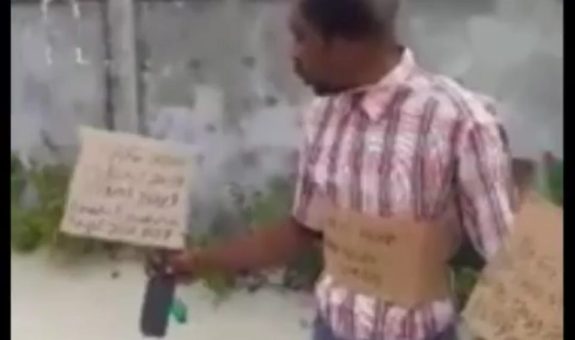 ލ.ގަމުގައި ގަން ހިނގުވި މީހާ - ފޮޓޯ: ވަގުތު