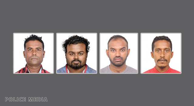 ކވ: މުޙައްމަދު ޝަހީދު   -   އަސަރީގެ، އަޙްމަދު ޝަފާޒް -  އާދަމް ޙަލީމް -  މުޙައްމަދު ސަޢީދު ޙަސަން - ފޮޓޯ: ޕޮލިސް