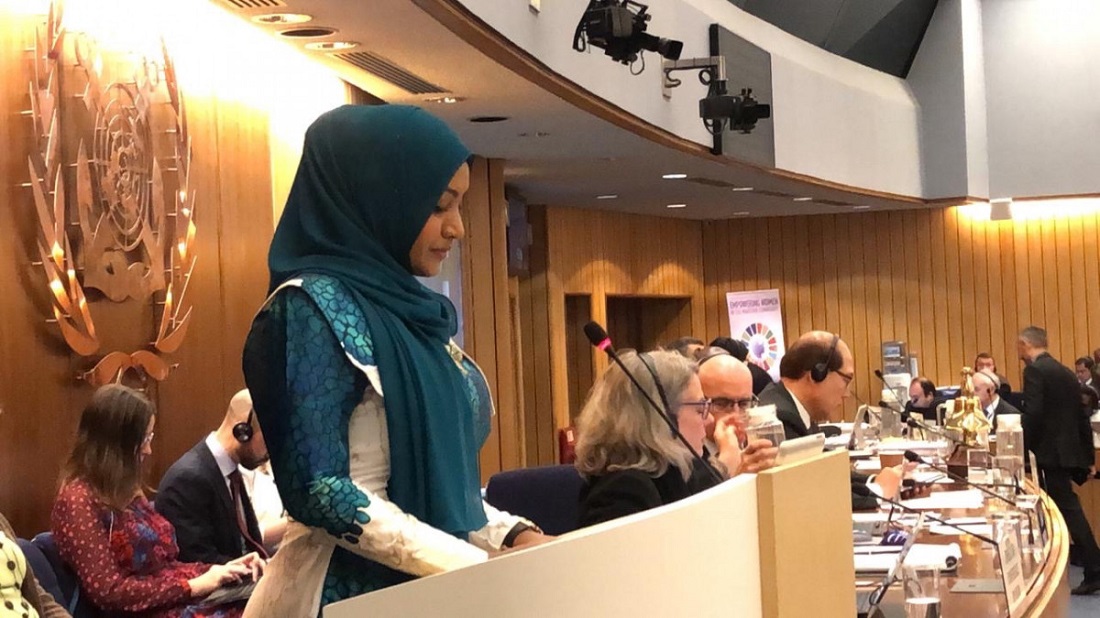 އައިއެމްއޯގެ ޖެނެރަލް އެސެމްބްލީގައި މިނިސްޓަރ ނަޙުލާ ތަޤުރީރު ކުރައްވަނީ - ފޮޓޯ: ޓްރާންސްޕޯޓް މިނިސްޓްރީ