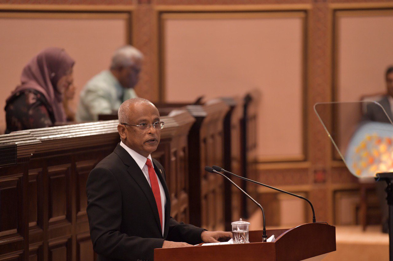 ރައީސް ޞޯލިހް ރިޔާސީ ބަޔާން އިއްވަނީ | ފޮޓޯ : ރައީސް އޮފީސް