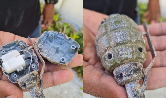 އިސްދޫއިން ހޮވި ބޮމެއްގެ ސިފައިގައި އޮތް ގޭސް ލައިޓަރު--